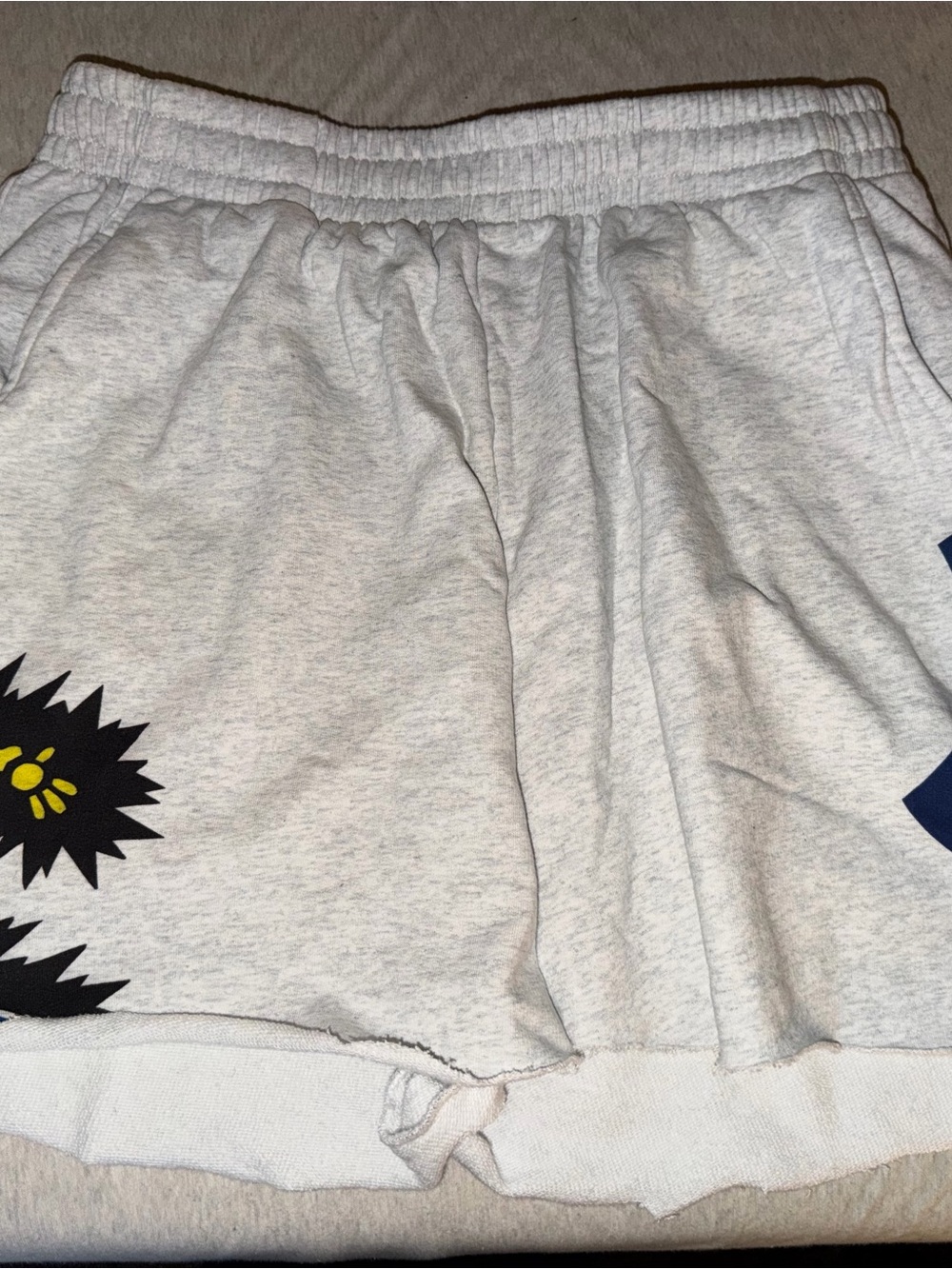 Bravest Studios Light Gray Athletic Drawstring Shorts with Navy & Yellow Accents